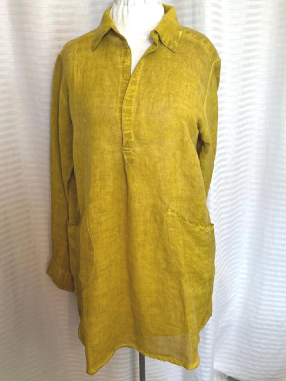 Dolma yellow distressed tunic with pockets